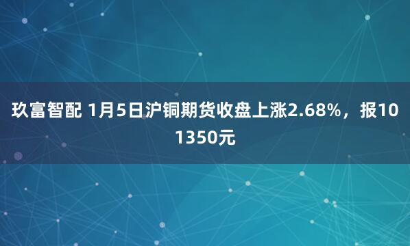 玖富智配 1月5日沪铜期货收盘上涨2.68%，报101350元