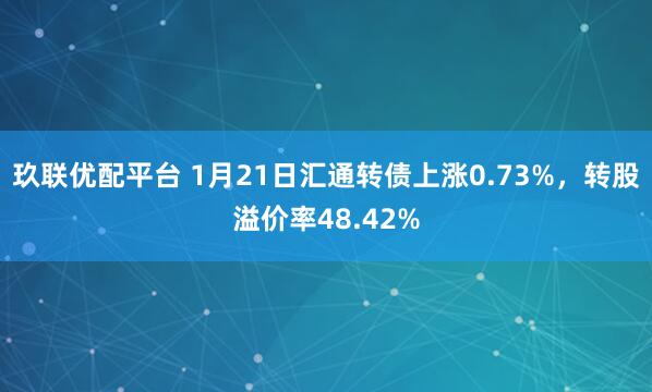 玖联优配平台 1月21日汇通转债上涨0.73%，转股溢价率48.42%